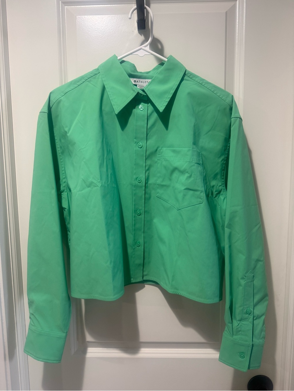 Athleta Palmetto Green Midday Cropped Button-Down Shirt size small NEVER WORN